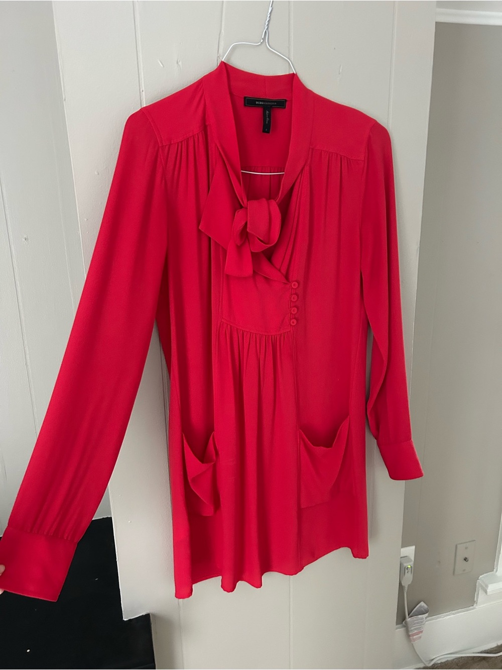 Bright Red Tie-Neck dress